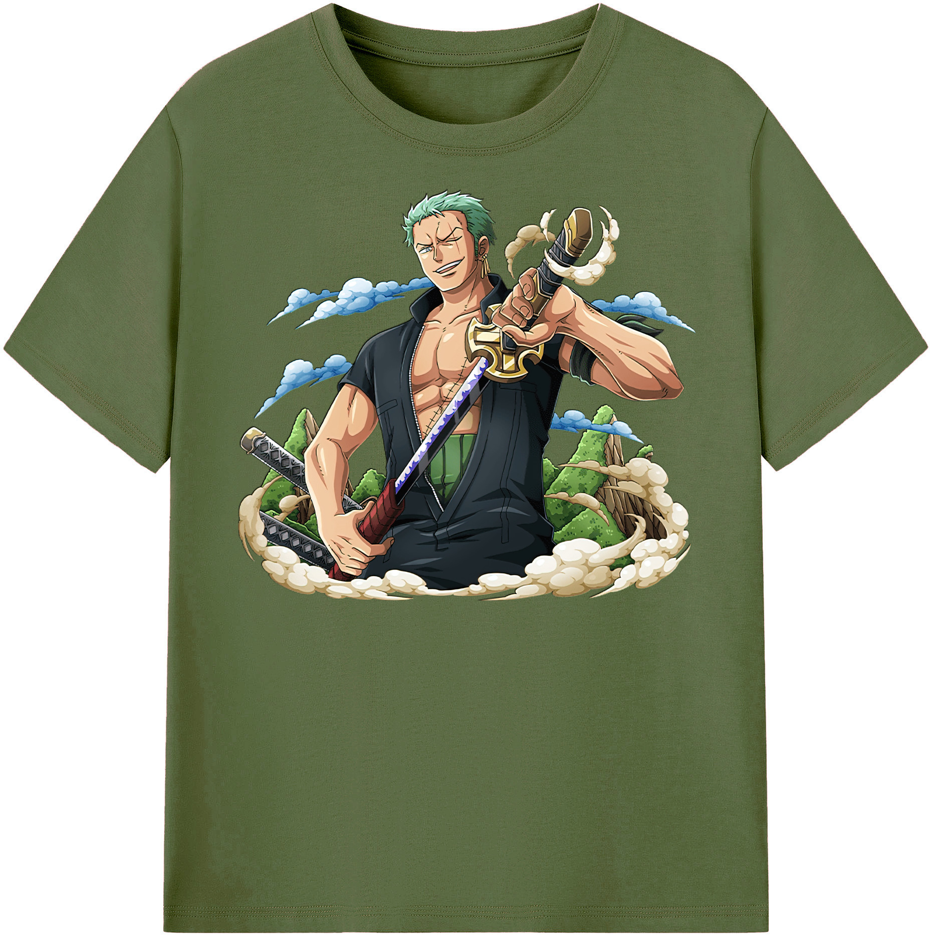 ワンピース ロロノア・ゾロ ONE PIECE Roronoa Zoro 綿100％半袖Tシャツ（フロントプリント）